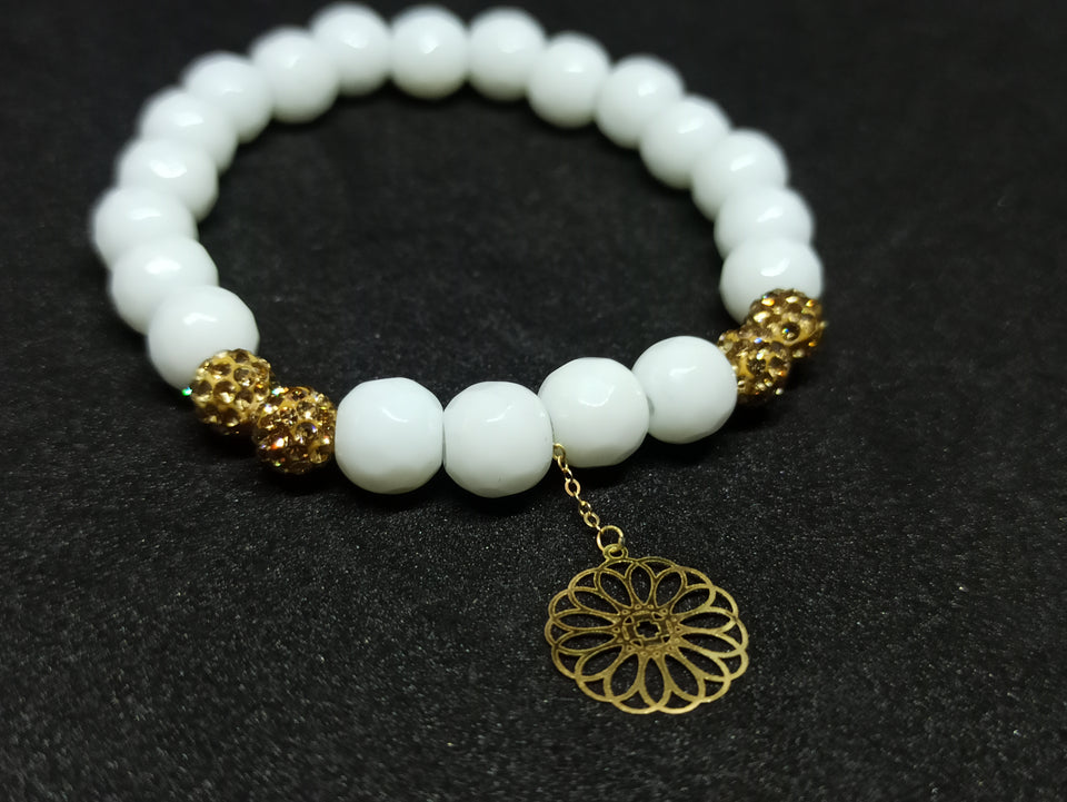 Flower White Bracelet Or 18K